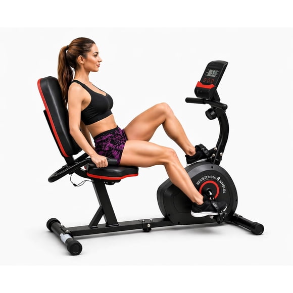 Bicicleta Estática Bluelander Reclinada, Resistencia Magnética 8 Niveles, Pantalla Monitor, Ajuste de Asiento