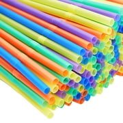 300 Pack Flexible Plastic Drinking Straws, Disposable Bendable Straws Bulk Set for Smoothies, 5 Colors (8.25 In)
