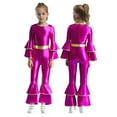 thumbnail image 5 of SiiRoh Girls 70s 80s Disco Hippie Outfit Metallic Bell-Bottom Jumpsuit Singer Dance Party Dress Up Hot Pink 6, 5 of 6