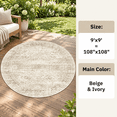Round Rugs 9ft Living Room Circle Area Rug 9x9 Beige Vintage - Walmart.com