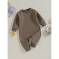 thumbnail image 4 of Musuos Baby Boys Girls Fleece Sweatshirts Rompers 3 6 9 12 18M Long Sleeve Solid Color Jumpsuits Fall Toddler Clothes Bodysuits, 4 of 10