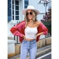 thumbnail image 6 of Womens 2025 Long Sleeve Fall Cropped Cardigan Sweaters Color Block Open Front Casual Loose Knit Outwear Red L, 6 of 8