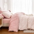 thumbnail image 4 of - Floral Duvet Cover Set, Coquette Cottagecore Aesthetic Cute Flower Pattern for Women Teen Girls, Soft Lightweight Bedding, 3-Piece, Dusty Pink, Full Size, 4 of 7