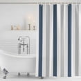 thumbnail image 4 of Blue Gray Striped Waterproof Fabric Shower Curtain, Farmhouse Stripe Art Waterproof Fabric Shower Curtain for Bathroom Curtains Bathtubs Hotel Washable Shower Curtains with 12 Hooks Stall 48x72in, 4 of 8