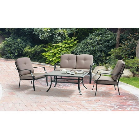 Mainstays Sonoma 4-Piece Patio Conversation Set, Seats 4