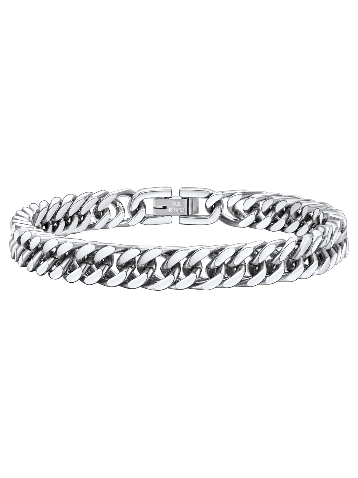 FaithHeart 8mm Stainless Steel Cuban Link Bracelet photo 1
