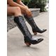 thumbnail image 3 of Women's Solid Color Embroidery Winter Western Boots Chunky Heel Fashionable Mid-calf & Knee-high Boots, 3 of 4