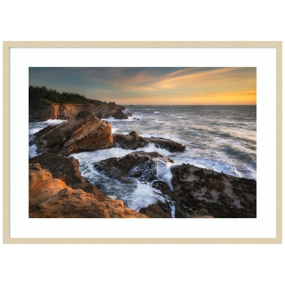 Amanti Art Beach Shore Acres Wood Framed Wall Art Print