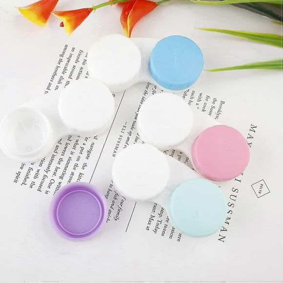 4 Pack Contact Lens Cases, Left/Right Eyes Contact Lens Holder Box Portable Contact Lens Container for Travel Home 4 Colours