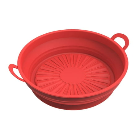 

Foldable Silicone Pot Reusable Air Fryer Accessories Baking Basket Pizza Plate Grill Pot Kitchen Cake Cooking Baking Tools for 7.5inch Air Fryer RED 7.5INCH
