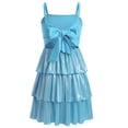 thumbnail image 2 of IBTOM CASTLE Teen Girl Glitter Ruffle Metallic Adjustable Spaghetti Straps Dress Square Neck Tiered Hemline Tween Pageant Homecoming Graduation Prom Outfits Junior Formal Easter Dress Sky Blue, 2 of 7