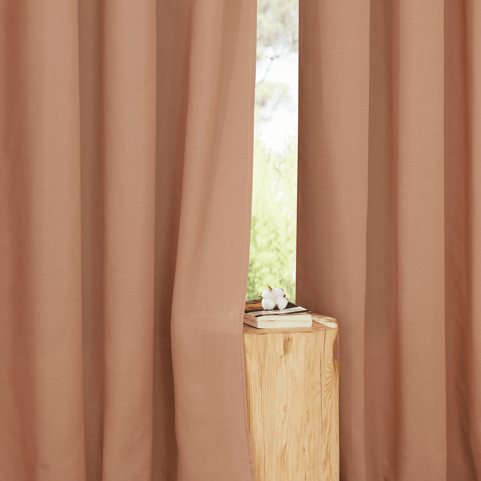 NICETOWN Linen Curtains for Bedroom, Semi Sheer Thick Linen Drapes Light Filtering Privacy Protection Grommet Living Room Curtain Panels, Burnt Orange, 55"x96", 2 Panels
