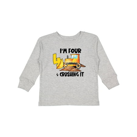 

Inktastic I m 4 and Crushing It Construction 4th Birthday Gift Toddler Boy or Toddler Girl Long Sleeve T-Shirt