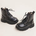 thumbnail image 4 of DHFJKG Ankle Boots For Girl Rabbit Ears Design Leather Upper Round Toe Lace Up Lug Sole Non- Boot With Side Zipper For Little Big Kids Versatile Shoes, 4 of 7