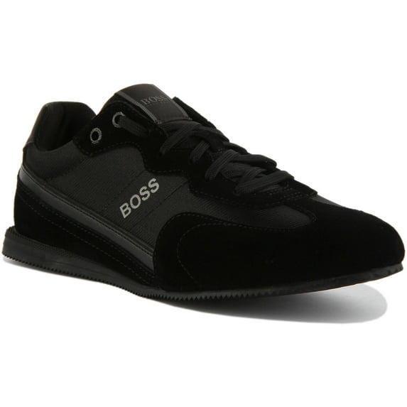 Boss Rusham Low Men's Low Top Lace Up Synthetic Trainers In Black Size 10