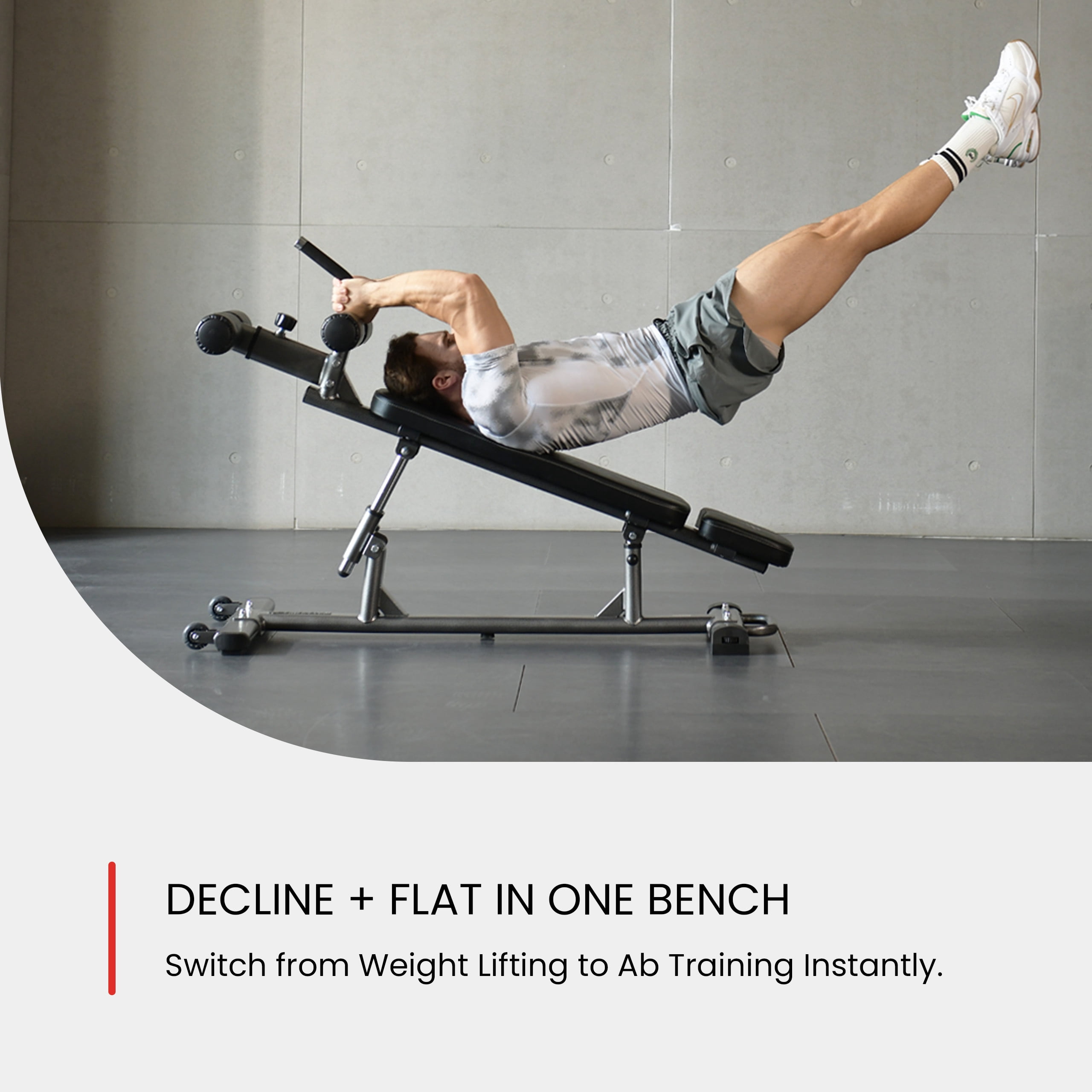 Finer Form Semi-Commercial Decline Sit Up and Flat Weight Bench. Adjustable Fitness Equipment and Exercise Bench for Abs, Crunches, and Strength Training. Great Workout Equipment for the Home Gym.