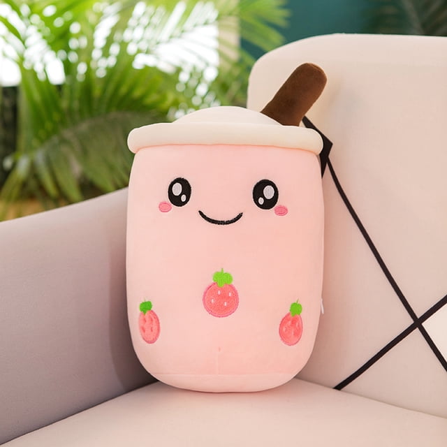 Boba-peluche Kawaii para decoración de habitación, té de burbujas de peluche de juguete, helado de comida, té de leche, cojín de abrazo suave, regalo de cumpleaños para niños