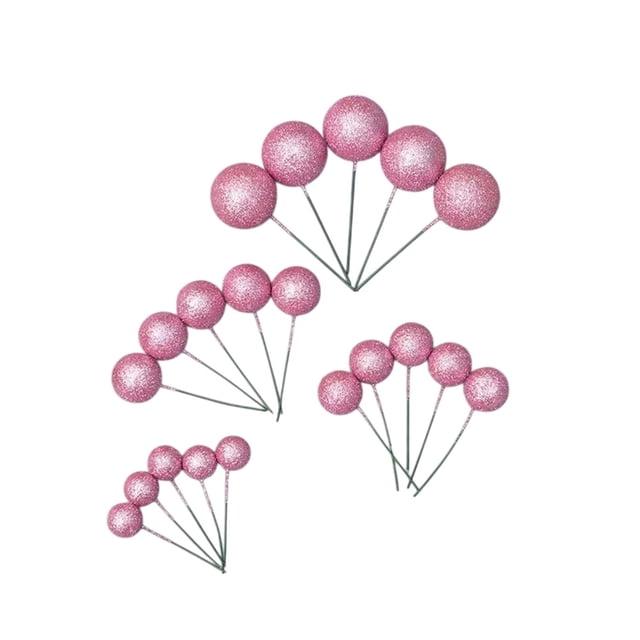 Yhmxh Utensilios de cocina Decoraciones para pasteles de cumpleaños, bolas de espuma de colores y bolas de purpurina, paquete de 20 unidades. Muebles para cocina Accesorios de cocina