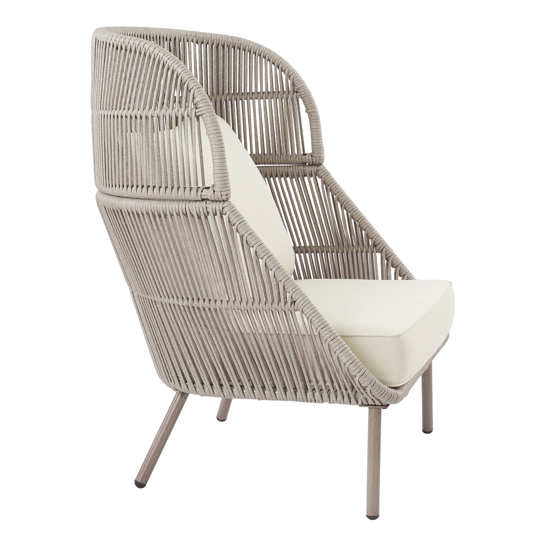 Better Homes & Gardens Tarren Beige Wicker Outdoor High-Back Accent Chair with Cushions