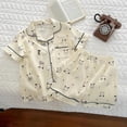 thumbnail image 1 of Ropa de dormir de manga corta con lápiz de dibujos animados para niños, ropa fina para el hogar, traje de aire acondicionado para niñas, estilo dulce y bonito, verano, 1 of 5