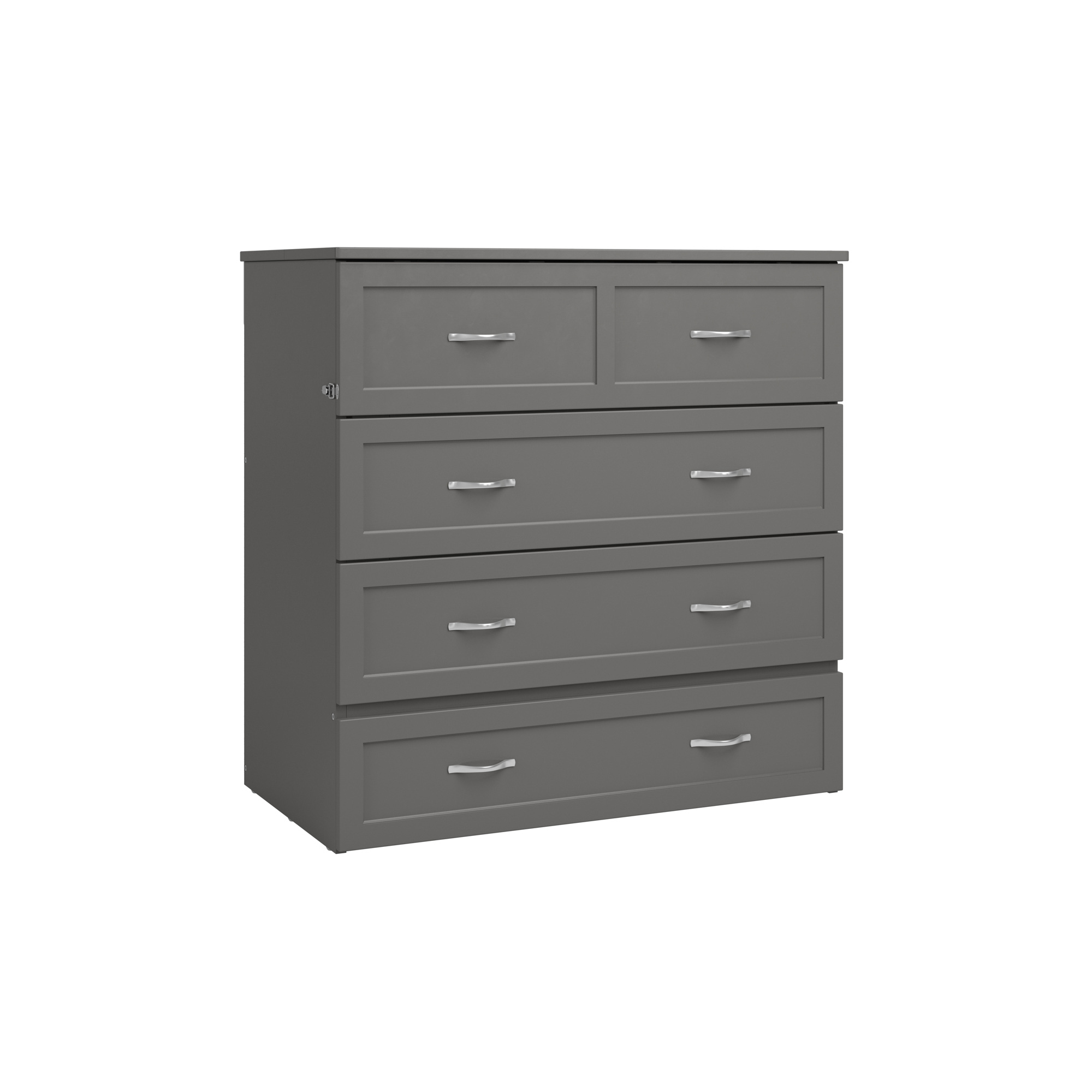 AFI Northfield Twin-XL Wood Murphy Bed Chest with 6" Mattress, Drawer & Charger, Grey