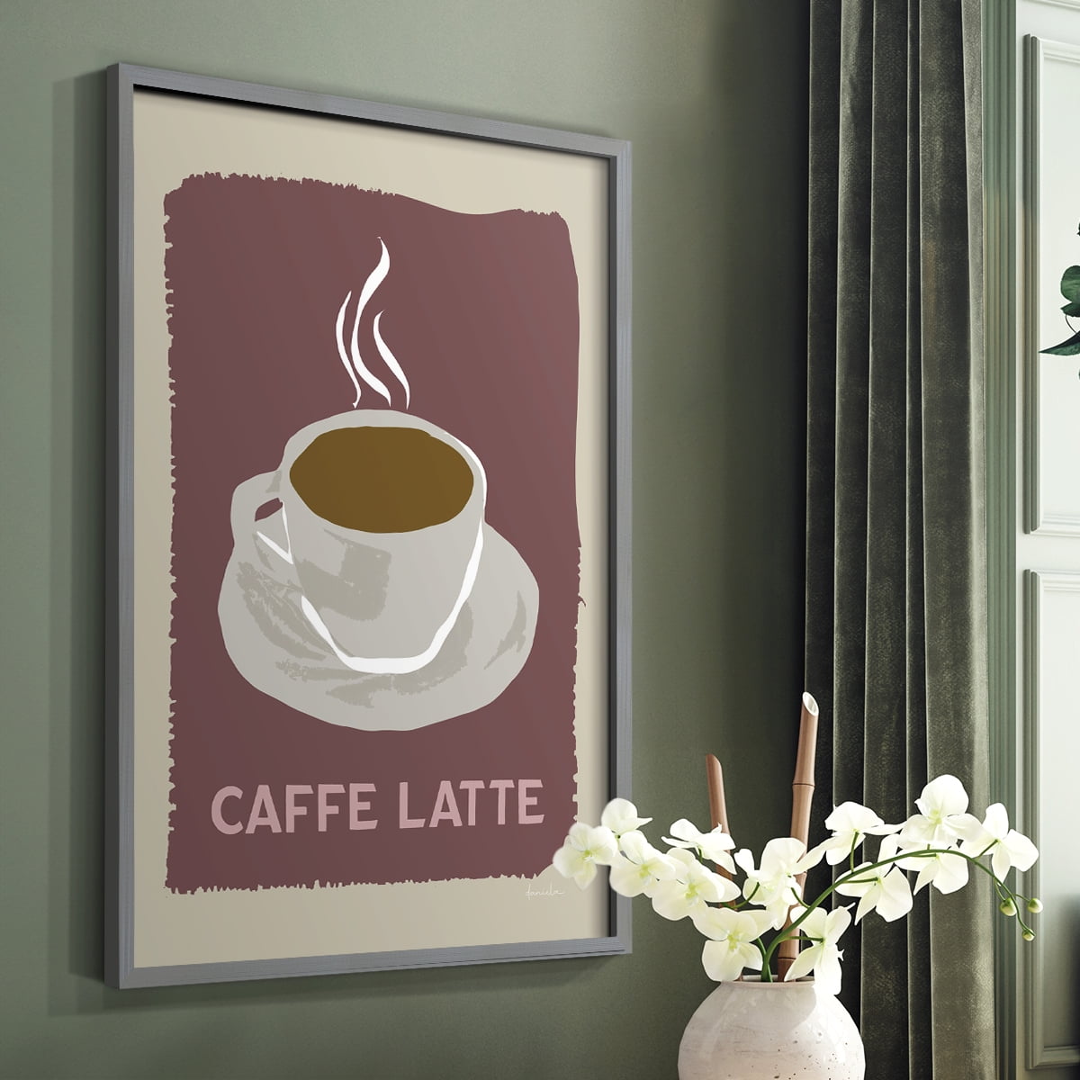 Modern Coffee III in Gray Solid Wood 8 x 10 Framed Print