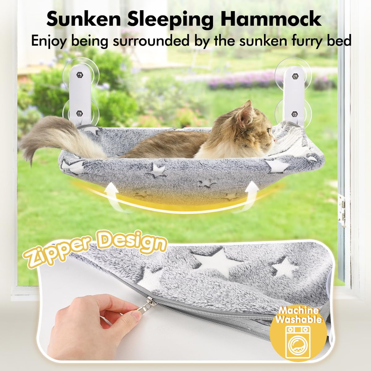 2pc Cat Window Perch  Glow In The Dark Cordless Foldable Pet Hammock Bed For With Sturdy Metal Frame Glowing Stars Pattern Resting Seat Indoor Cats (2pc - M)