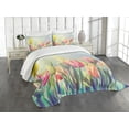 thumbnail image 3 of Ambesonne Pastel Quilted Bedspread Set 3 Pcs, Tulips Flower Bed Park, King Size, Multicolor, 3 of 5
