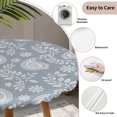 thumbnail image 3 of Blue Paisley Round Tablecloth for 36-44 Inch Tables,Fitted Table Cover with Elastic Edge,Ethnic Vintage Floral Botanical Abstract Waterproof Outdoor Table Cloth Protector for Patio Garden Dinner, 3 of 9