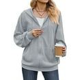 thumbnail image 3 of QAFOPEH Women Zip Long Sleeve Sweatshirt Drawstring Hoodies With Pockets, 3 of 7