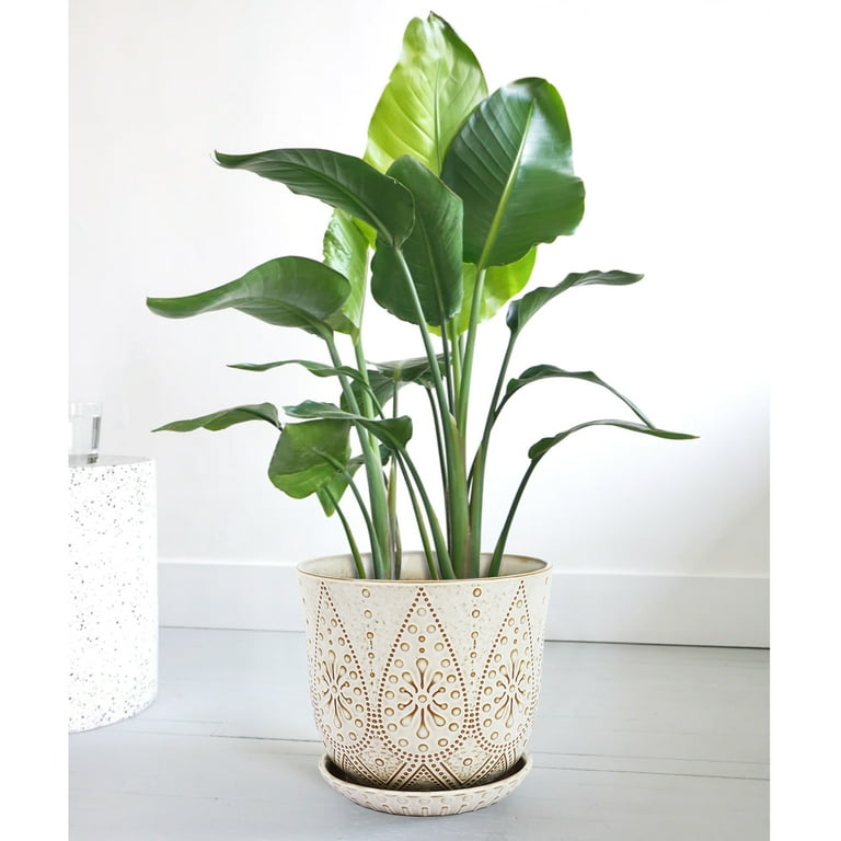 Bestseler 10 Inch Plant Pot, Ceramic Planter with Drainage Holes and Saucers for Indoor Plants, Large Outdoor Flower Pot Garden Pot