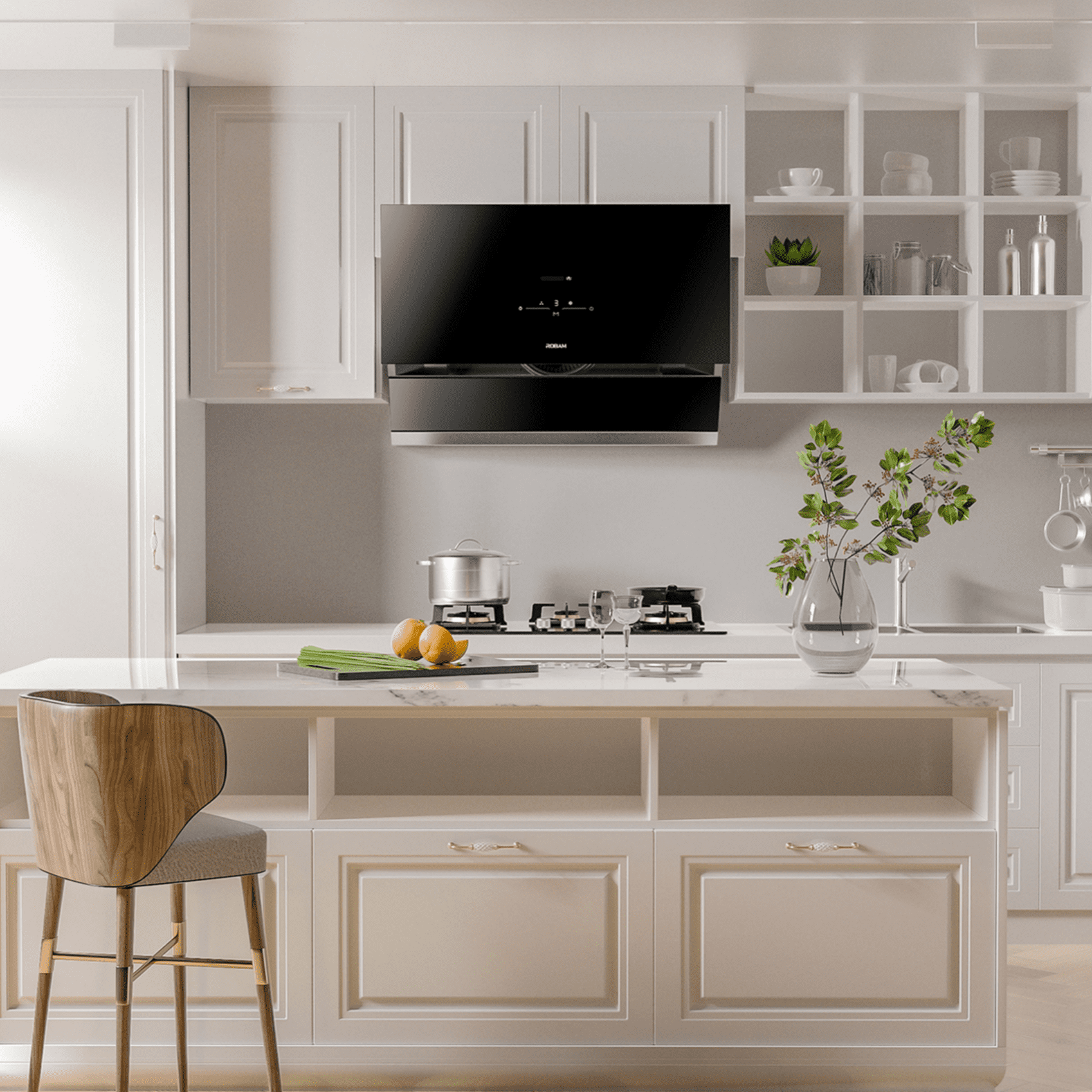 ROBAM 36" Range Hood, 1300 CFM High Suction, Gesture & Touch Control, 4 Speed Exhaust Fan, BLDC Motor, Easy-Clean Filters, Ducted Vent Hood for Wall Mount/Under Cabinet