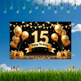 thumbnail image 6 of Golden Theme Happy 15th Birthday Banner Decorative Creative Sparkling Gold for Birthday Party Kids Celebration Indoor Decoration, 6 of 7