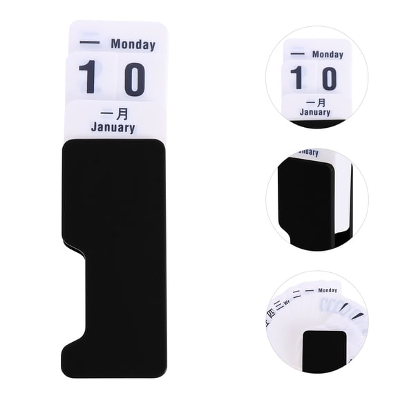 LEORX desktop calendar rotating perpetual calendar Plastic Dark Grey Ornaments 1Pack