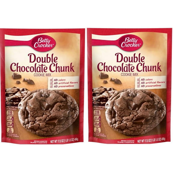 Pack Of 2 Double Chocolate Chunk Cookie Mix, 17.5 oz Pouch.