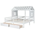 thumbnail image 4 of Euroco Twin Size Wood House Double Platform Beds, House Shaped Roof and Windows, 2 Drawers for Kids, 4 of 9