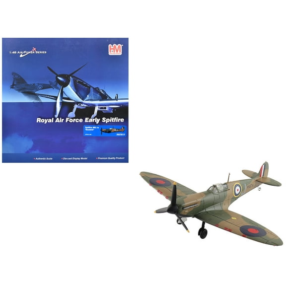 Supermarine Spitfire Mk.1a Fighter Aircraft British Royal Air Force "Air Power Series" 1/48 Diecast Model by Hobby Master