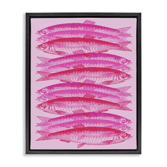 Stupell Industries Coastal Pink Layered Fish Black Floating Frame Canvas Art, 17 x 21, by Lil' Rue