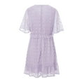thumbnail image 4 of SAYOO , vestido de chifón de verano para mujer, vestido informal de media manga con cuello en V y estampado de puntos de Color sólido para fiesta SAYOO  Moda, 4 of 9