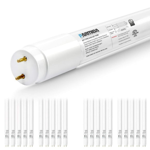 PARMIDA 20-Pack 4FT LED T8 Hybrid Type A+B Light Tube, 18W, Plug & Play or Ballast Bypass, Single-Ended OR Double-Ended Connection, 2200lm, Frosted Cover, T8 T10 T12, UL - 4000K