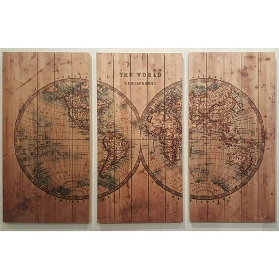 Empire Art Direct Empire Art - Cartography Fine Art Giclee Printed On Solid Fir Wood Planks