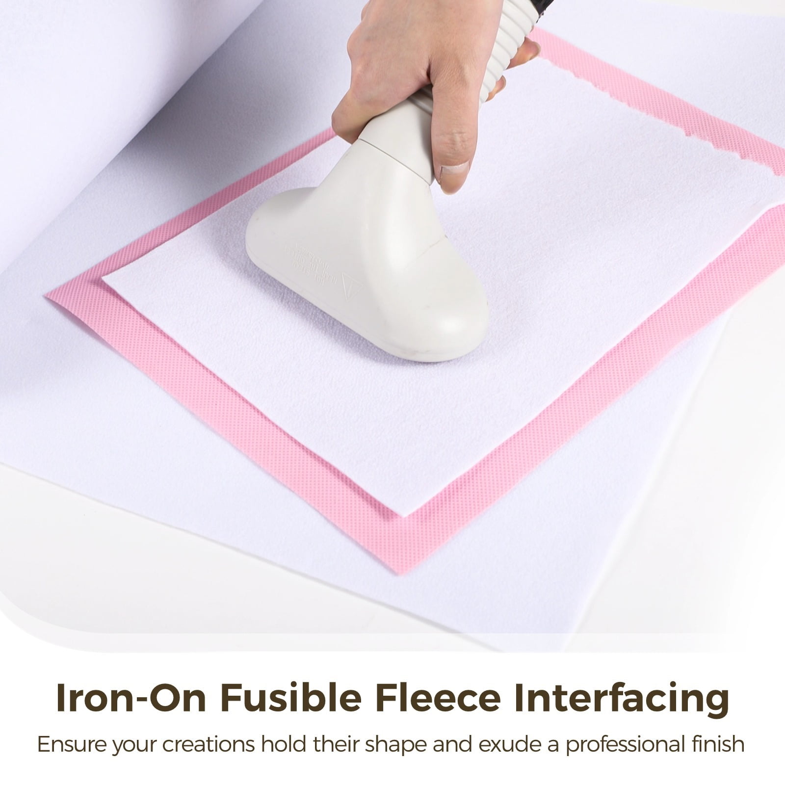 Iron-On Fusible Fleece Interfacing 16.5" x 10 Yards, Medium Weight One-Sided Iron On High-Density Soft Polyester, DIY Crafts Supplies for Crafting and Sewing Reinforcement