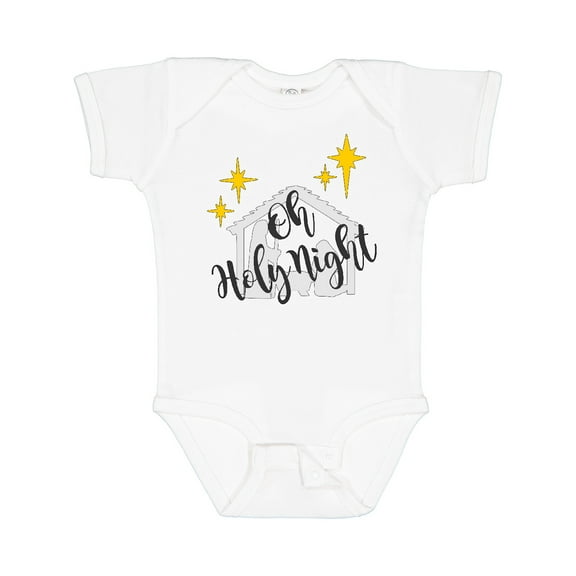 Inktastic Oh Holy Night Christmas Nativity with Yellow Stars Boys or Girls Baby Bodysuit