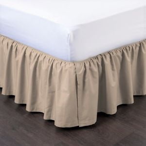 - Twin Taupe Pleated Dust Ruffled Bed Skirt Bedding Bed Dressing with Split/Open Corners and Easy Fit 14