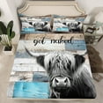 thumbnail image 2 of jejeloiu Rustic Highland Cow Full Size Sheets,Country Farmhouse Lodge Bed Sheets,Farm Animal Sheet Sets For Men Women,Microfiber Bedroom Decor,4-Piece, 2 of 7