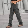 thumbnail image 5 of OSOLU Solid Color Women Vintage Cargo Pants Baggy Jeans Fashion 90s Streetwear Pockets Wide Leg High Waist Straight Trousers Overalls Fashionable Classic Leisure Bottoms, 5 of 8