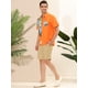 thumbnail image 4 of Lars Amadeus Camisa hawaiana para hombre, manga corta, patchwork de verano, camisas de hojas florales tropicales naranja verde M Unique Bargains Camisas, 4 of 6
