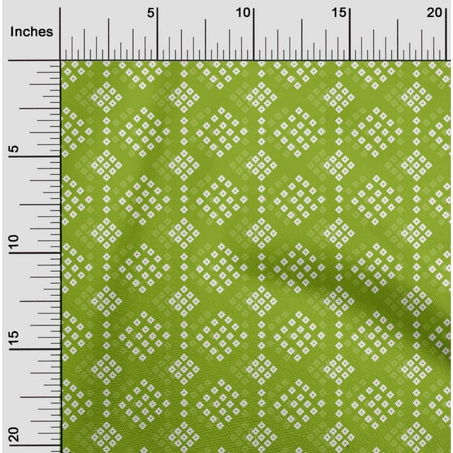 oneOone Polyester Lycra Green Fabric Geometric Bandhani Sewing Craft Projects Fabric Prints By Yard 56 Inch Wide