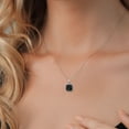thumbnail image 3 of Gem Stone King 10K White Gold Black Onyx and White Created Sapphire Pendant Necklace for Women (5.77 Cttw, Gemstone December Birthstone, Cushion Checkerboard 12MM, 18 inch Chain), 3 of 5
