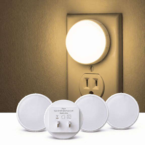 DAYBETTER 4 Pack Night Light , Plug in Night Light with Auto Dusk to Dawn Sensor, Soft Warm White Nightlights for Bedroom, Kids Room, Kitchen, Stairway, Hallway